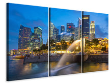 Laden Sie das Bild in den Galerie-Viewer, Leinwandbild 3-teilig Skyline Singapur im Lichtermeer