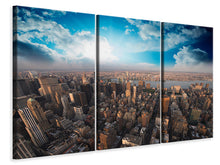 Laden Sie das Bild in den Galerie-Viewer, Leinwandbild 3-teilig Skyline Über den Dächern von Manhattan