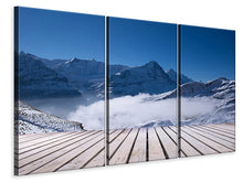 Laden Sie das Bild in den Galerie-Viewer, Leinwandbild 3-teilig Sonnenterrasse in den Schweizer Alpen