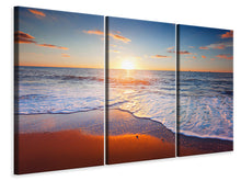 Laden Sie das Bild in den Galerie-Viewer, Leinwandbild 3-teilig Sonnenuntergang am Horizont
