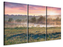 Laden Sie das Bild in den Galerie-Viewer, Leinwandbild 3-teilig Sonnenuntergang am Hügel