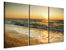 Laden Sie das Bild in den Galerie-Viewer, Leinwandbild 3-teilig Sonnenuntergang am Meer