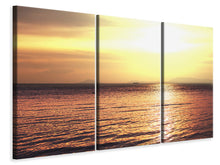 Laden Sie das Bild in den Galerie-Viewer, Leinwandbild 3-teilig Sonnenuntergang an der See