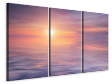 Laden Sie das Bild in den Galerie-Viewer, Leinwandbild 3-teilig Sonnenuntergang auf See