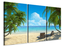 Laden Sie das Bild in den Galerie-Viewer, Leinwandbild 3-teilig Strandparadies
