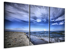 Laden Sie das Bild in den Galerie-Viewer, Leinwandbild 3-teilig Strandwellen