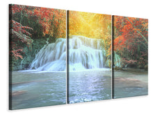 Laden Sie das Bild in den Galerie-Viewer, Leinwandbild 3-teilig Wasserfall im Licht
