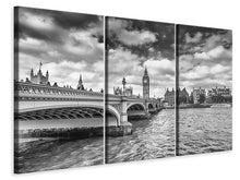 Laden Sie das Bild in den Galerie-Viewer, Leinwandbild 3-teilig Westminster Bridge