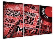 Laden Sie das Bild in den Galerie-Viewer, Leinwandbild 3-teilig Writings Music Grunge