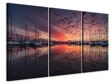 Laden Sie das Bild in den Galerie-Viewer, Leinwandbild 3-teilig Abendstimmung im Hafen