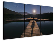 Laden Sie das Bild in den Galerie-Viewer, Leinwandbild 3-teilig Allein bei Vollmond
