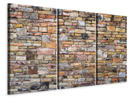 Leinwandbild 3-teilig Alte Steinwand