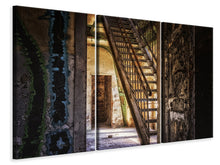 Laden Sie das Bild in den Galerie-Viewer, Leinwandbild 3-teilig Alte Treppe