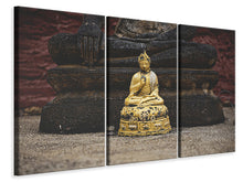 Laden Sie das Bild in den Galerie-Viewer, Leinwandbild 3-teilig Antiker Buddha
