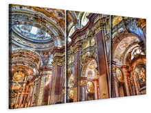 Laden Sie das Bild in den Galerie-Viewer, Leinwandbild 3-teilig Barocke Kirche