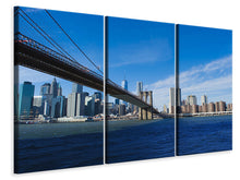 Laden Sie das Bild in den Galerie-Viewer, Leinwandbild 3-teilig Brooklyn Brücke bei Sonnenschein
