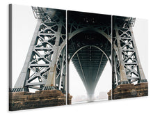 Laden Sie das Bild in den Galerie-Viewer, Leinwandbild 3-teilig Brücke im Nebel