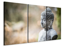 Laden Sie das Bild in den Galerie-Viewer, Leinwandbild 3-teilig Buddha aus Stein