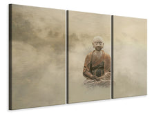 Laden Sie das Bild in den Galerie-Viewer, Leinwandbild 3-teilig Buddha im nebulösen Licht