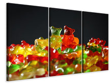 Laden Sie das Bild in den Galerie-Viewer, Leinwandbild 3-teilig Bunte Gummibärchen