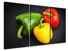 Laden Sie das Bild in den Galerie-Viewer, Leinwandbild 3-teilig Bunte Paprikas