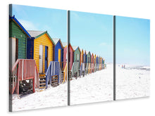 Laden Sie das Bild in den Galerie-Viewer, Leinwandbild 3-teilig Bunte Strandhäuser