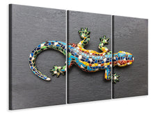 Laden Sie das Bild in den Galerie-Viewer, Leinwandbild 3-teilig Bunter Gecko