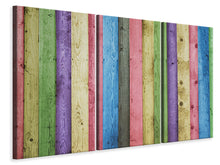 Laden Sie das Bild in den Galerie-Viewer, Leinwandbild 3-teilig Buntes Holz