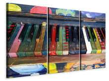 Laden Sie das Bild in den Galerie-Viewer, Leinwandbild 3-teilig Buntes Klavier