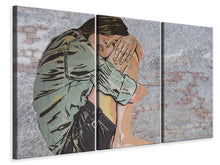 Laden Sie das Bild in den Galerie-Viewer, Leinwandbild 3-teilig Das Mädchen an der Wand