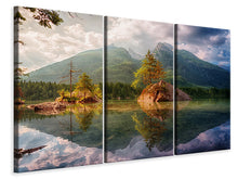 Laden Sie das Bild in den Galerie-Viewer, Leinwandbild 3-teilig Der klare Bergsee