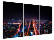 Laden Sie das Bild in den Galerie-Viewer, Leinwandbild 3-teilig Die bunten Lichter von Dubai