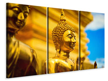 Laden Sie das Bild in den Galerie-Viewer, Leinwandbild 3-teilig Die goldenen Buddhas