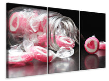 Laden Sie das Bild in den Galerie-Viewer, Leinwandbild 3-teilig Ein Glas Bonbons