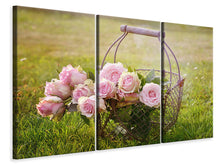 Laden Sie das Bild in den Galerie-Viewer, Leinwandbild 3-teilig Ein Korb voller Rosen