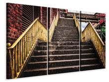 Laden Sie das Bild in den Galerie-Viewer, Leinwandbild 3-teilig Fabrik-Treppe