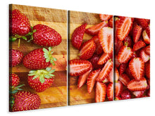 Laden Sie das Bild in den Galerie-Viewer, Leinwandbild 3-teilig Frische Erdbeeren
