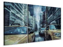 Laden Sie das Bild in den Galerie-Viewer, Leinwandbild 3-teilig Gewitter in New York