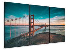Laden Sie das Bild in den Galerie-Viewer, Leinwandbild 3-teilig Golden Gate im Licht
