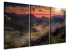 Laden Sie das Bild in den Galerie-Viewer, Leinwandbild 3-teilig Heissluft Ballone im Sonnenuntergang
