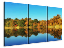 Laden Sie das Bild in den Galerie-Viewer, Leinwandbild 3-teilig Herbst Spiegelungen