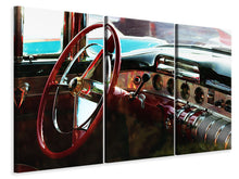 Laden Sie das Bild in den Galerie-Viewer, Leinwandbild 3-teilig Interieur eine Oldtimers
