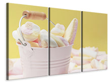 Laden Sie das Bild in den Galerie-Viewer, Leinwandbild 3-teilig Marshmallow im Eimer