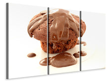 Laden Sie das Bild in den Galerie-Viewer, Leinwandbild 3-teilig Muffin mit Schokolade