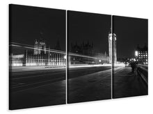 Laden Sie das Bild in den Galerie-Viewer, Leinwandbild 3-teilig Nachts auf der Brücke