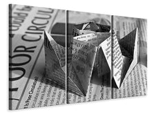 Laden Sie das Bild in den Galerie-Viewer, Leinwandbild 3-teilig Origami Zeitung