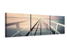 Laden Sie das Bild in den Galerie-Viewer, Panorama Leinwandbild 3-teilig Romantischer Holzsteg