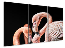 Laden Sie das Bild in den Galerie-Viewer, Leinwandbild 3-teilig Prächtige Flamingos