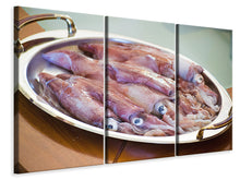 Laden Sie das Bild in den Galerie-Viewer, Leinwandbild 3-teilig Rohe Calamari
