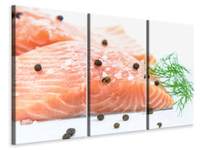 Laden Sie das Bild in den Galerie-Viewer, Leinwandbild 3-teilig Roher Lachs